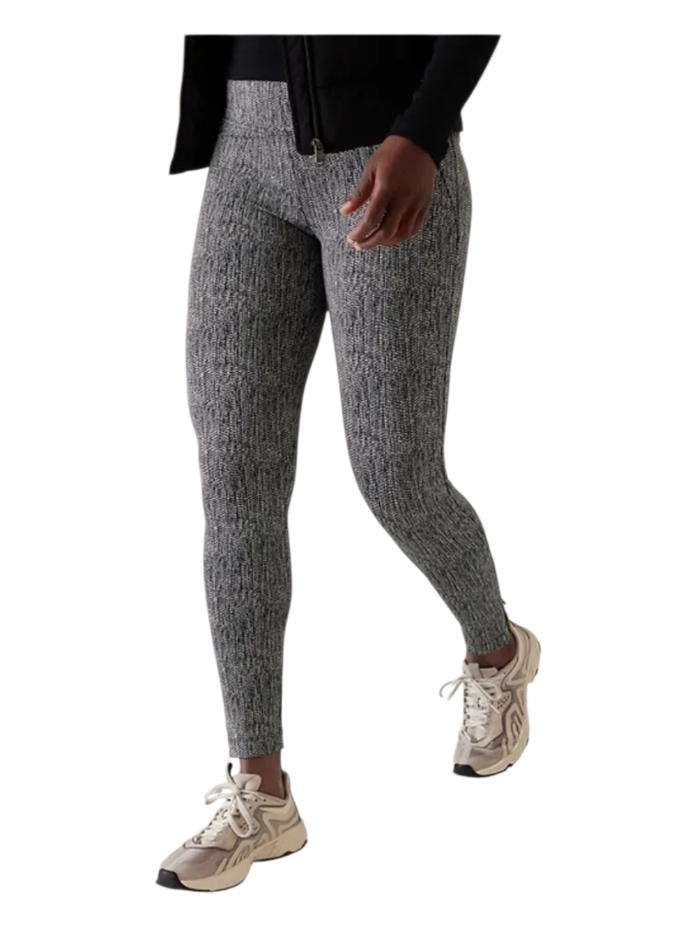 Athleta Womens Power Of She Black White Delancey Skyline Textured Leggings Small